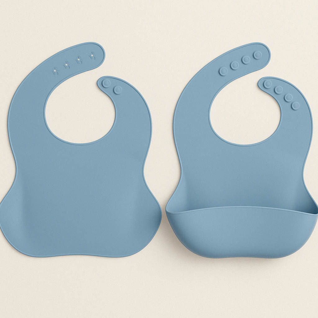 Blue waterproof silicone bib