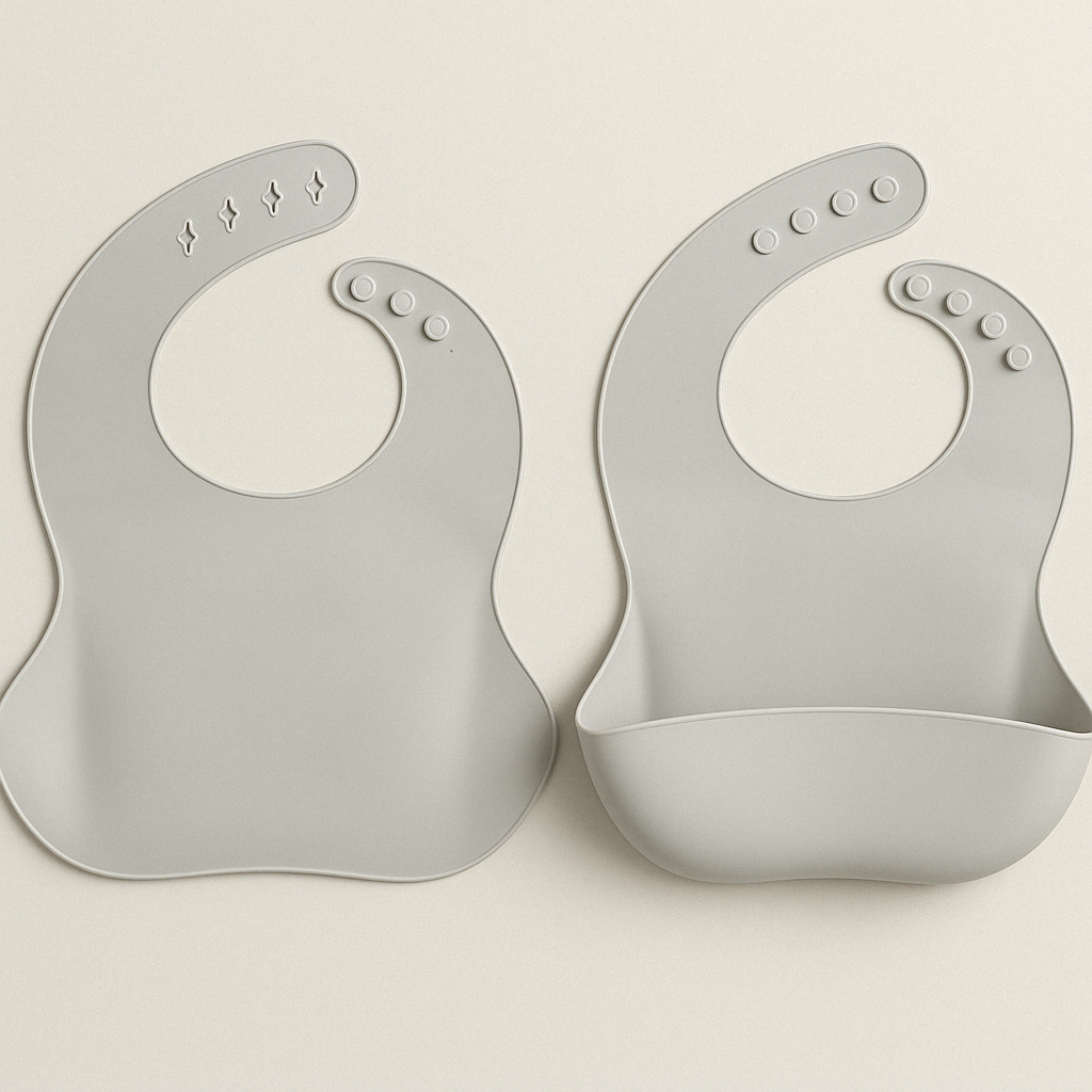 Grey waterproof silicone bib