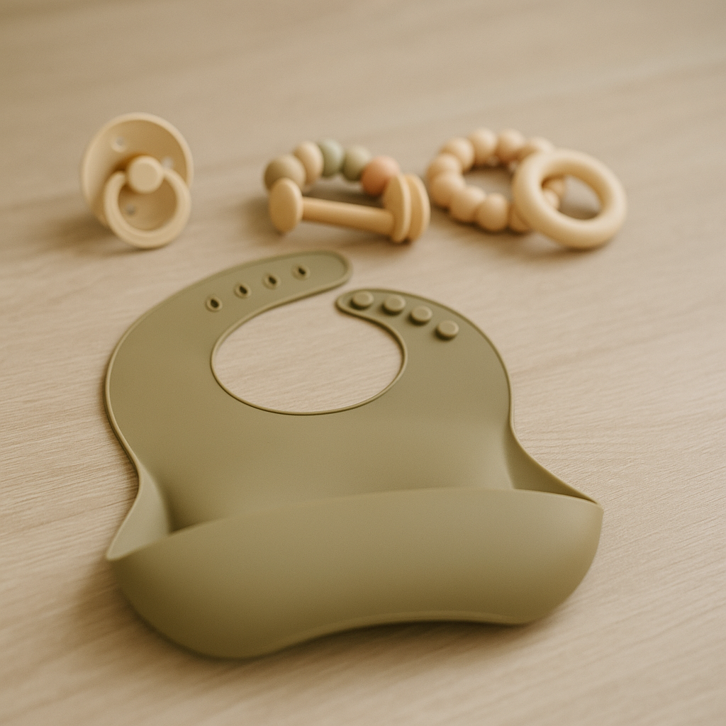 Khaki waterproof silicone bib