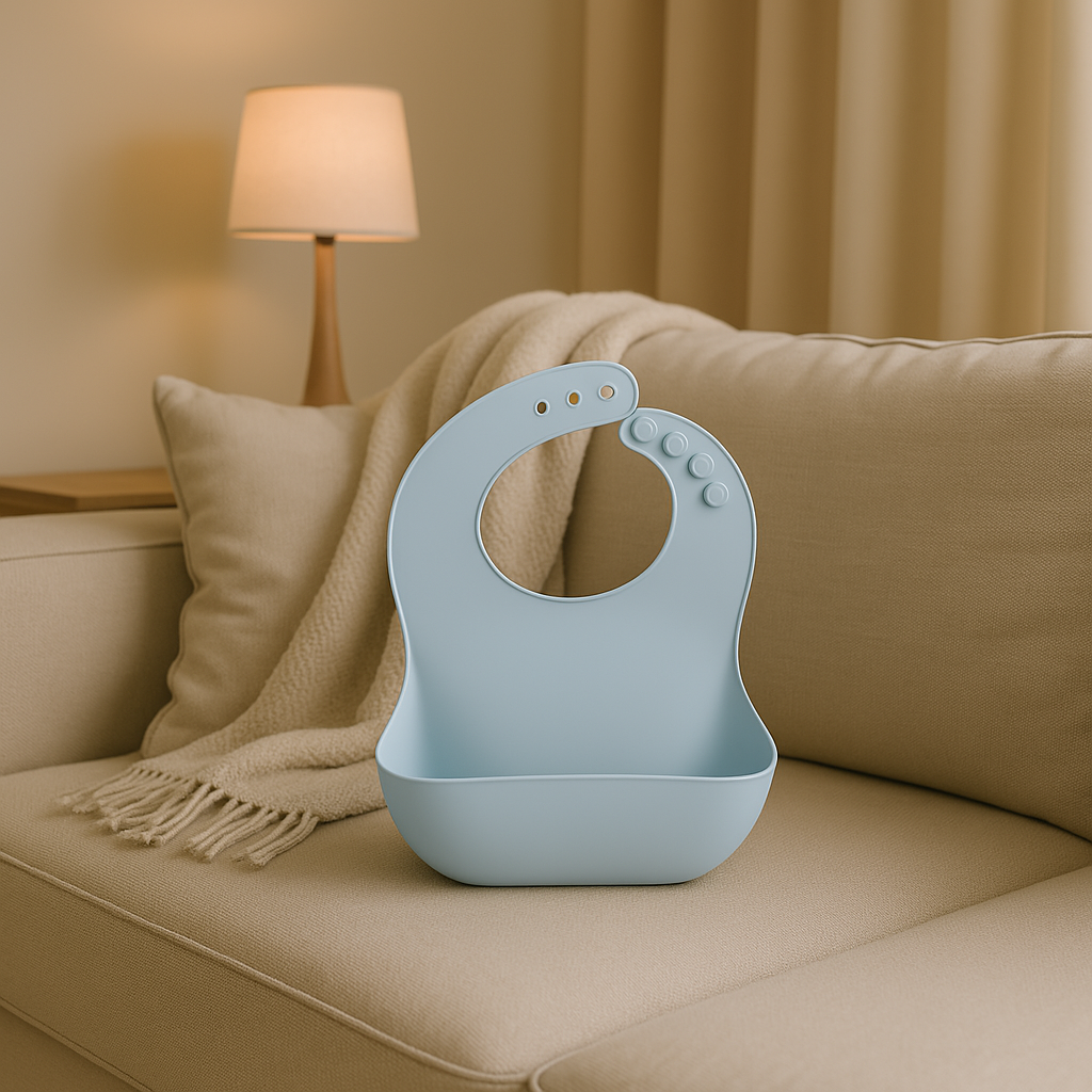 Blue waterproof silicone bib