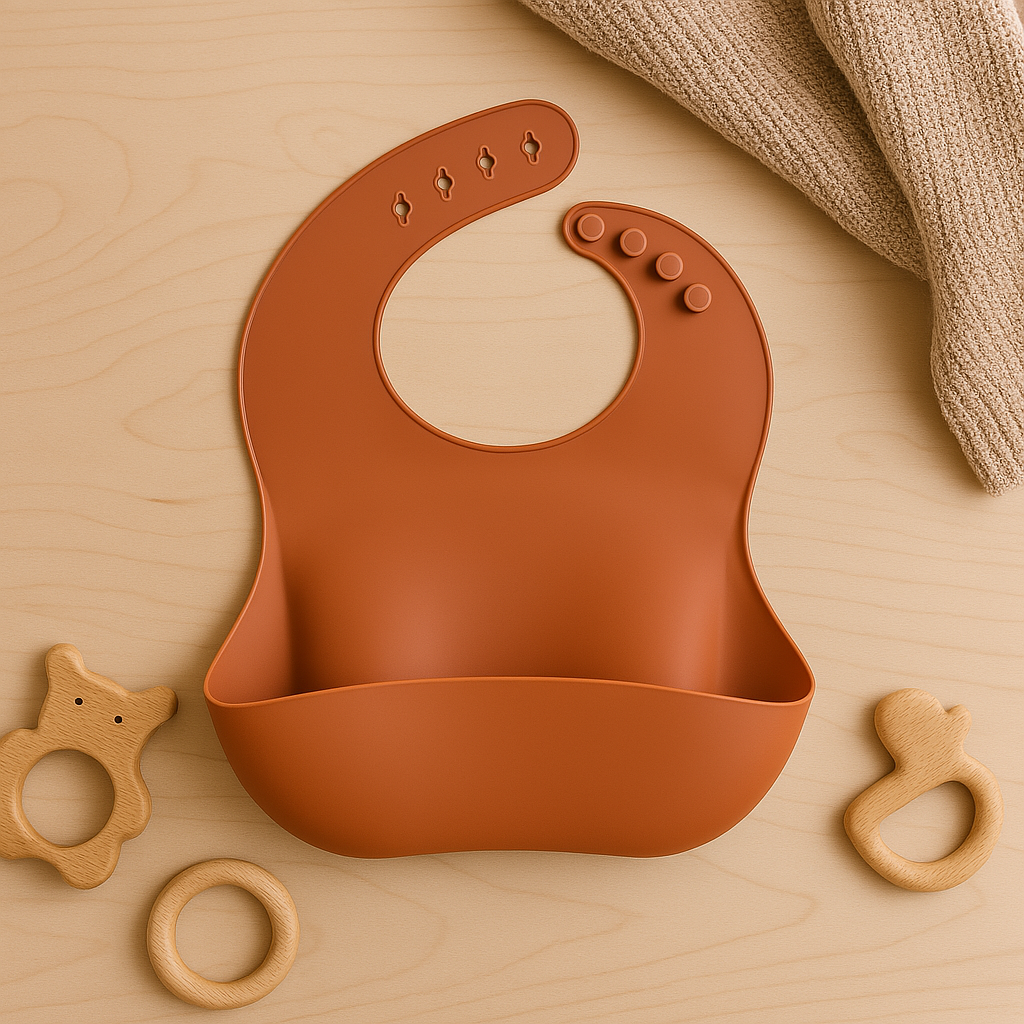 Copper red waterproof silicone bib