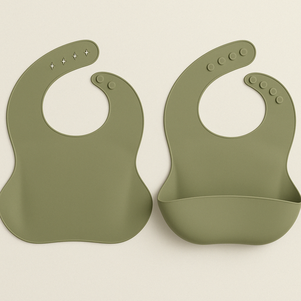 Khaki waterproof silicone bib